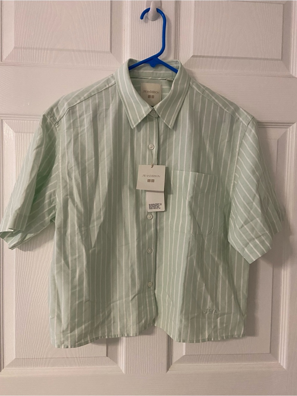 T41a- UNIQLO x JW ANDERSON Green Striped Boxy OXFORD Shirt *UNISEX
